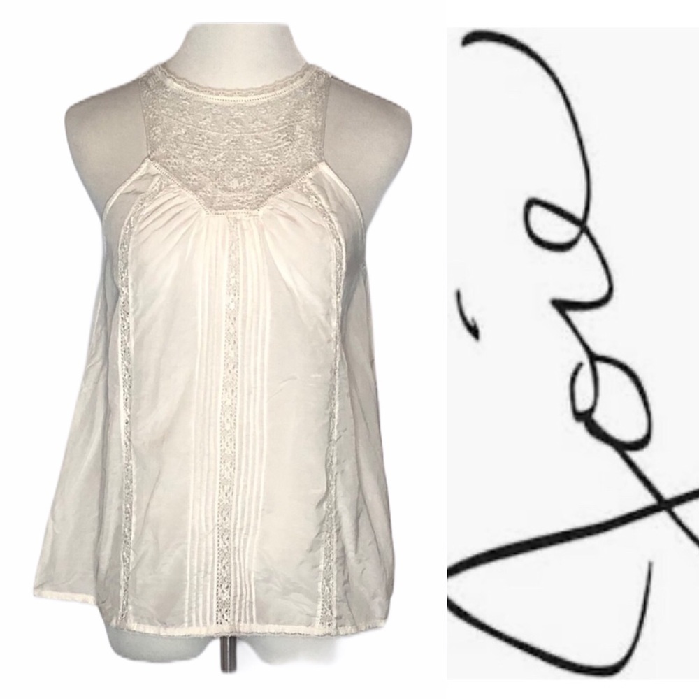 Joie White Lace Trimmed Goddess Tank